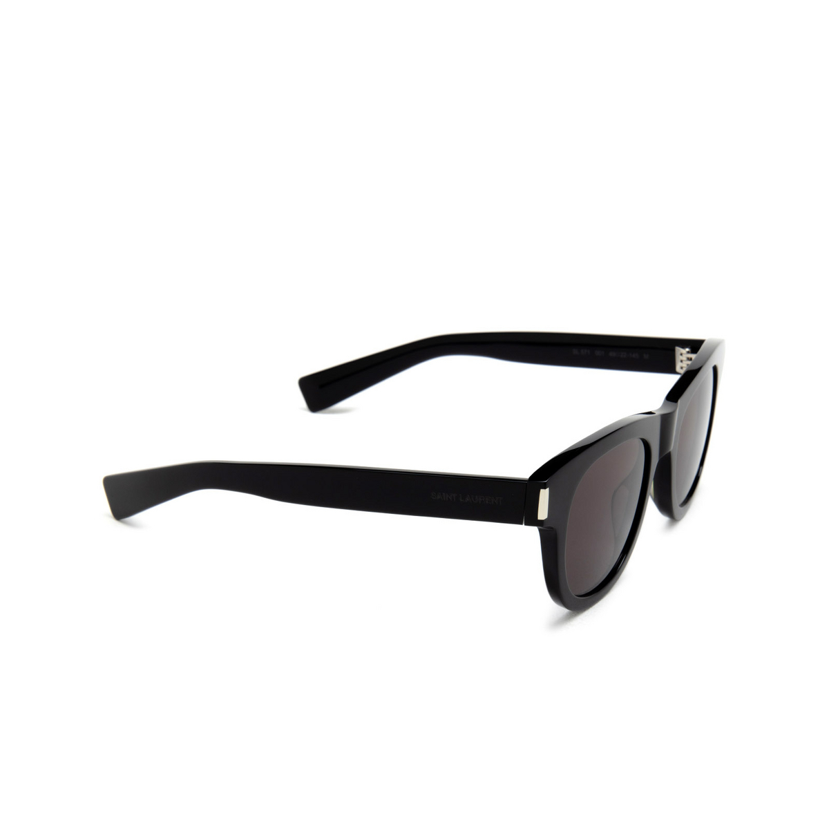 Saint Laurent SL 571 Sunglasses 001 Black - three-quarters view