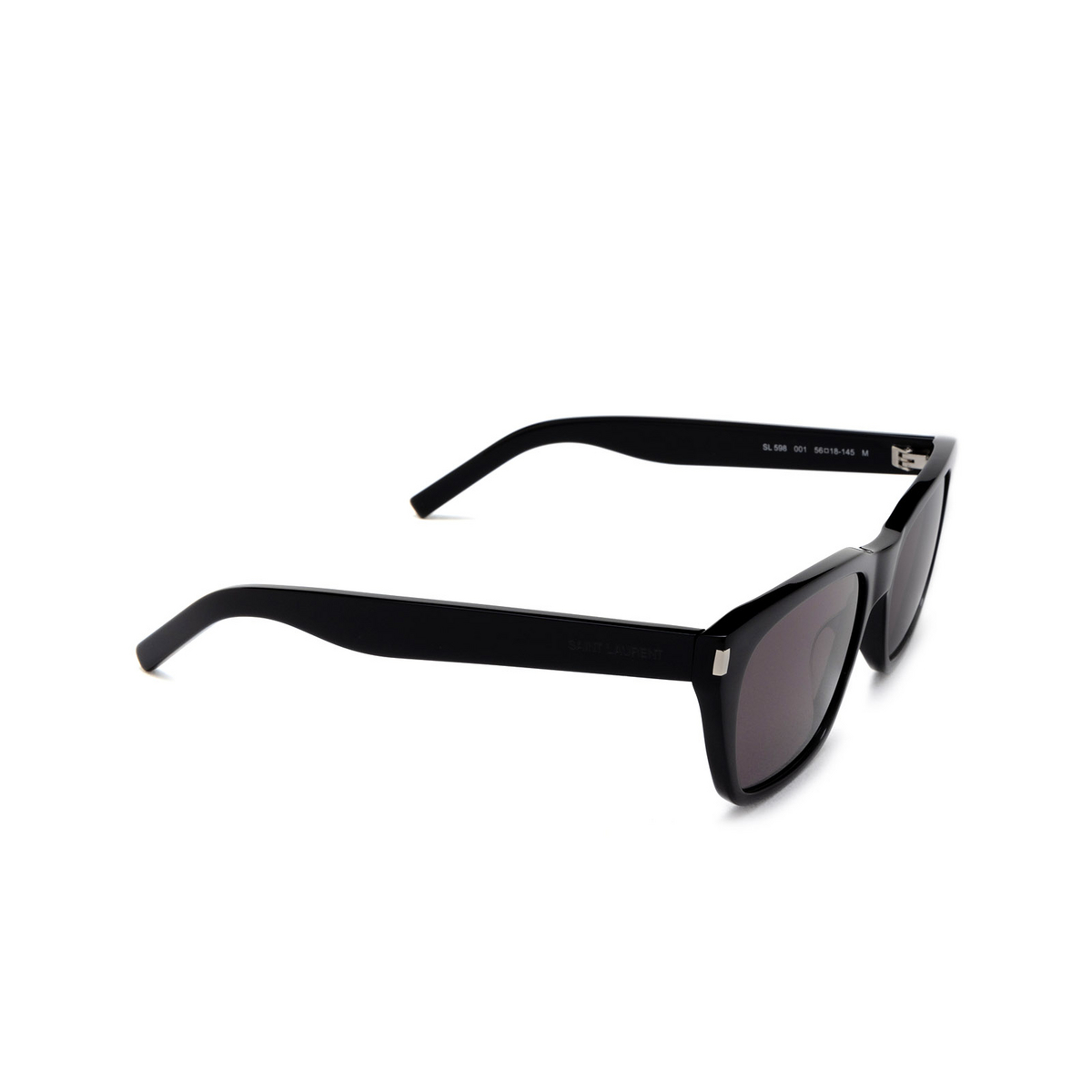 Saint Laurent SL 598 Sunglasses 001 Black - three-quarters view