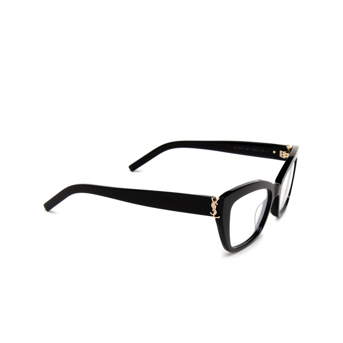 Saint Laurent SL M117 Eyeglasses 001 Black - three-quarters view