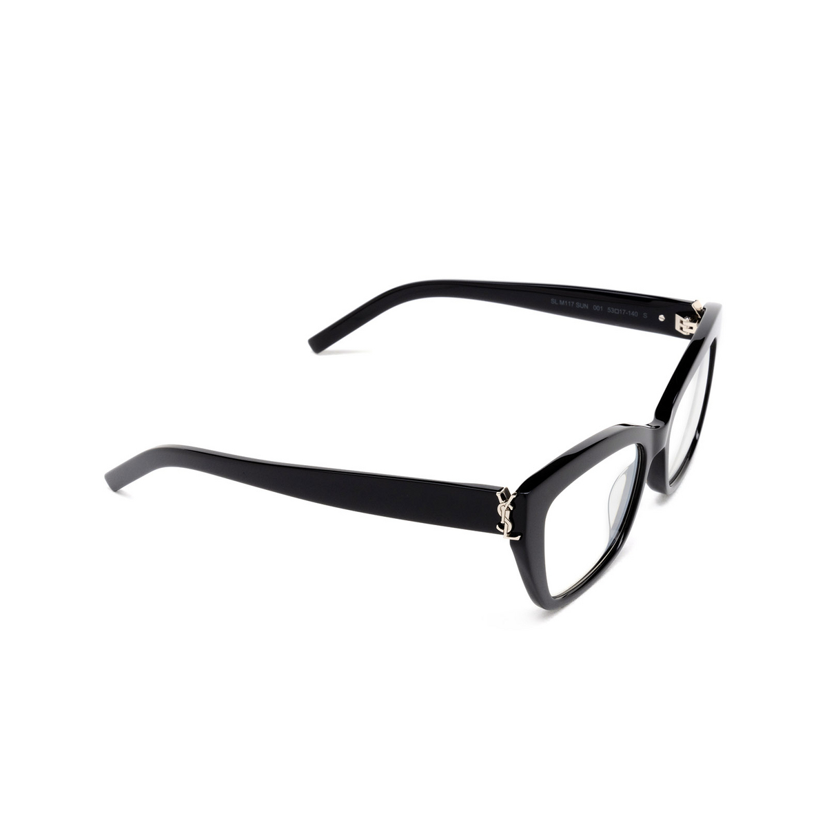Saint Laurent SL M117 Sunglasses 001 Black - three-quarters view