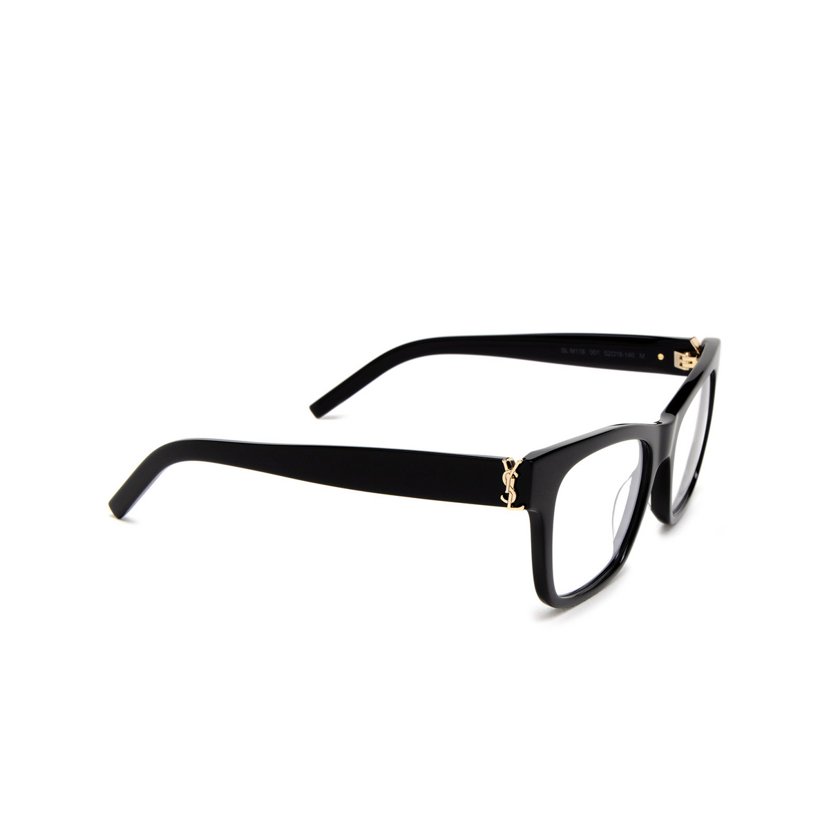 Saint Laurent SL M118 Eyeglasses 001 Black - three-quarters view