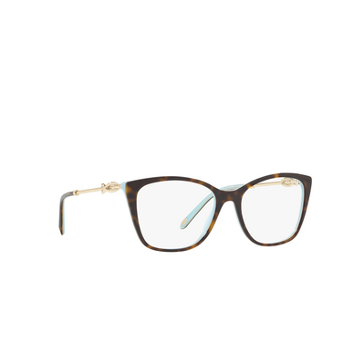 Tiffany TF2160B Eyeglasses 8134 havana on tiffany blue - three-quarters view