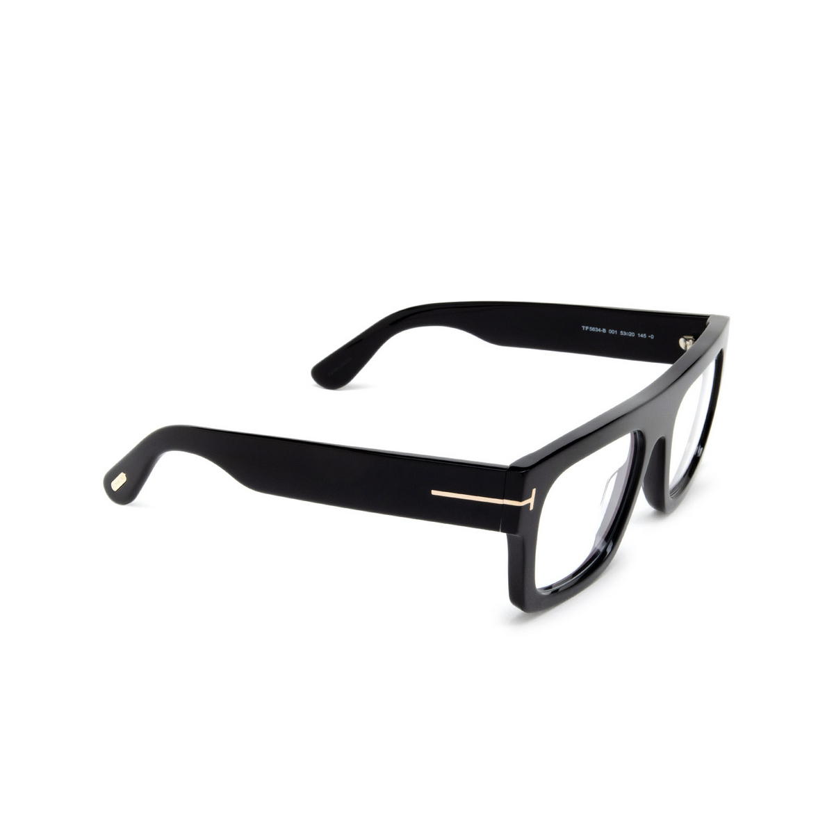 Tom Ford FT5634-B Eyeglasses 001 Shiny Black - three-quarters view
