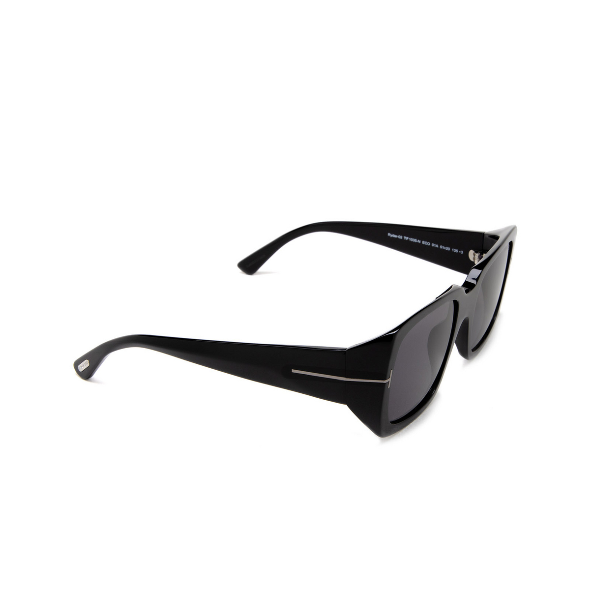 Tom Ford RYDER-02 Sunglasses 01A Shiny Black - three-quarters view