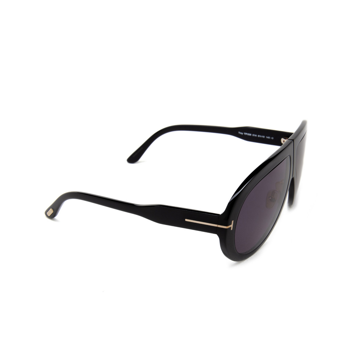 Tom Ford TROY Sunglasses 01A Shiny Black - three-quarters view