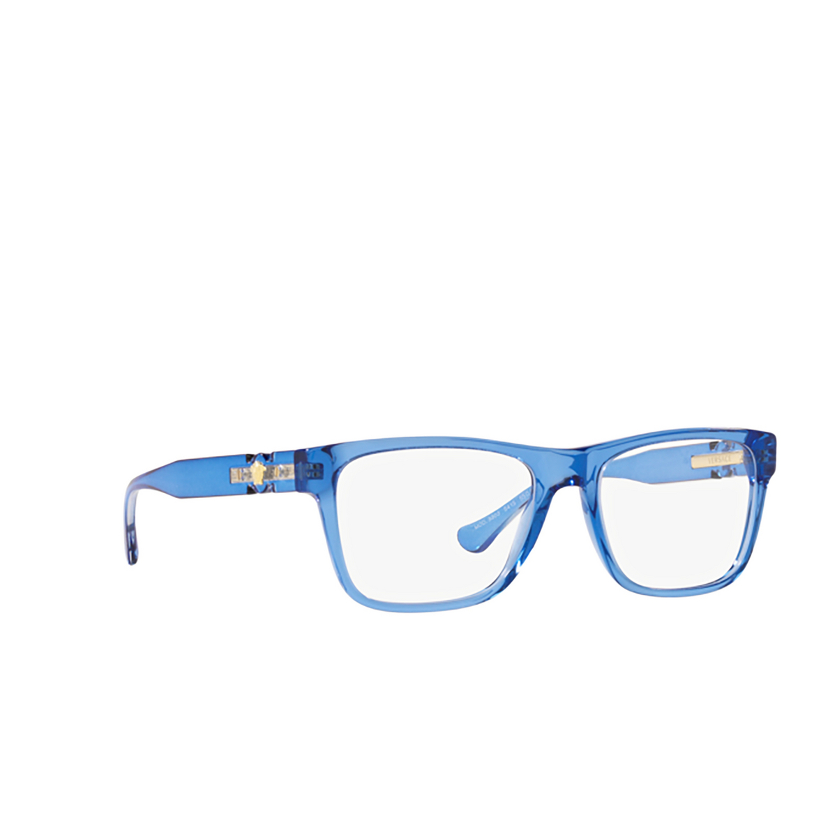 Versace VE3303 Eyeglasses 5415 Transparent Blue - three-quarters view