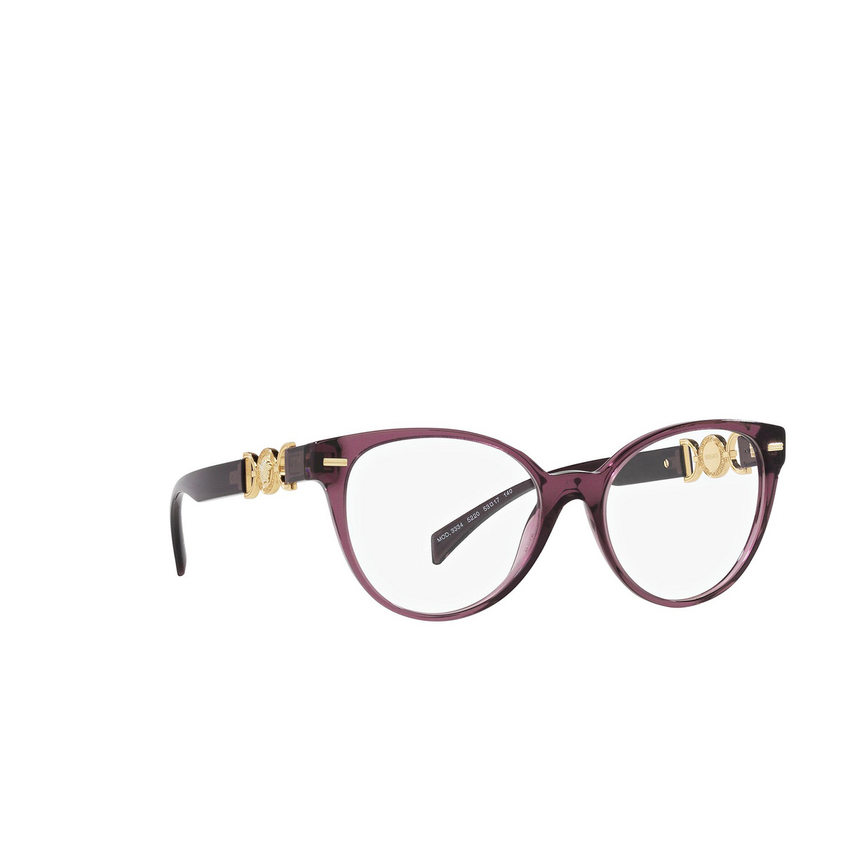 Versace VE3334 Eyeglasses 5220 Transparent Violet - three-quarters view