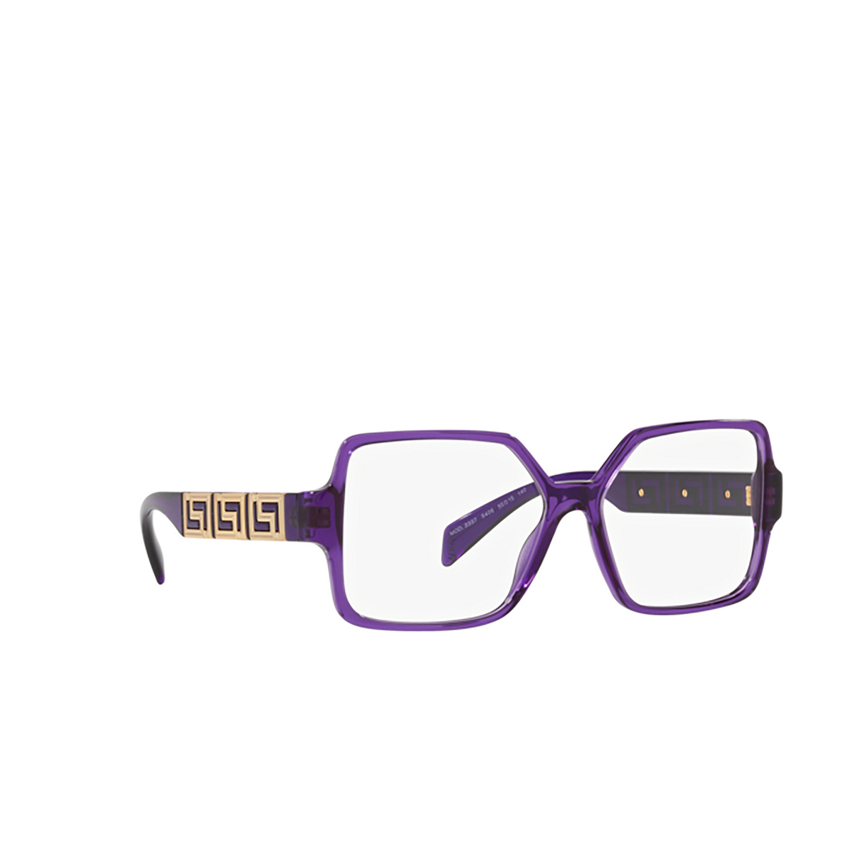 Versace VE3337 Eyeglasses 5408 Transparent Violet - three-quarters view
