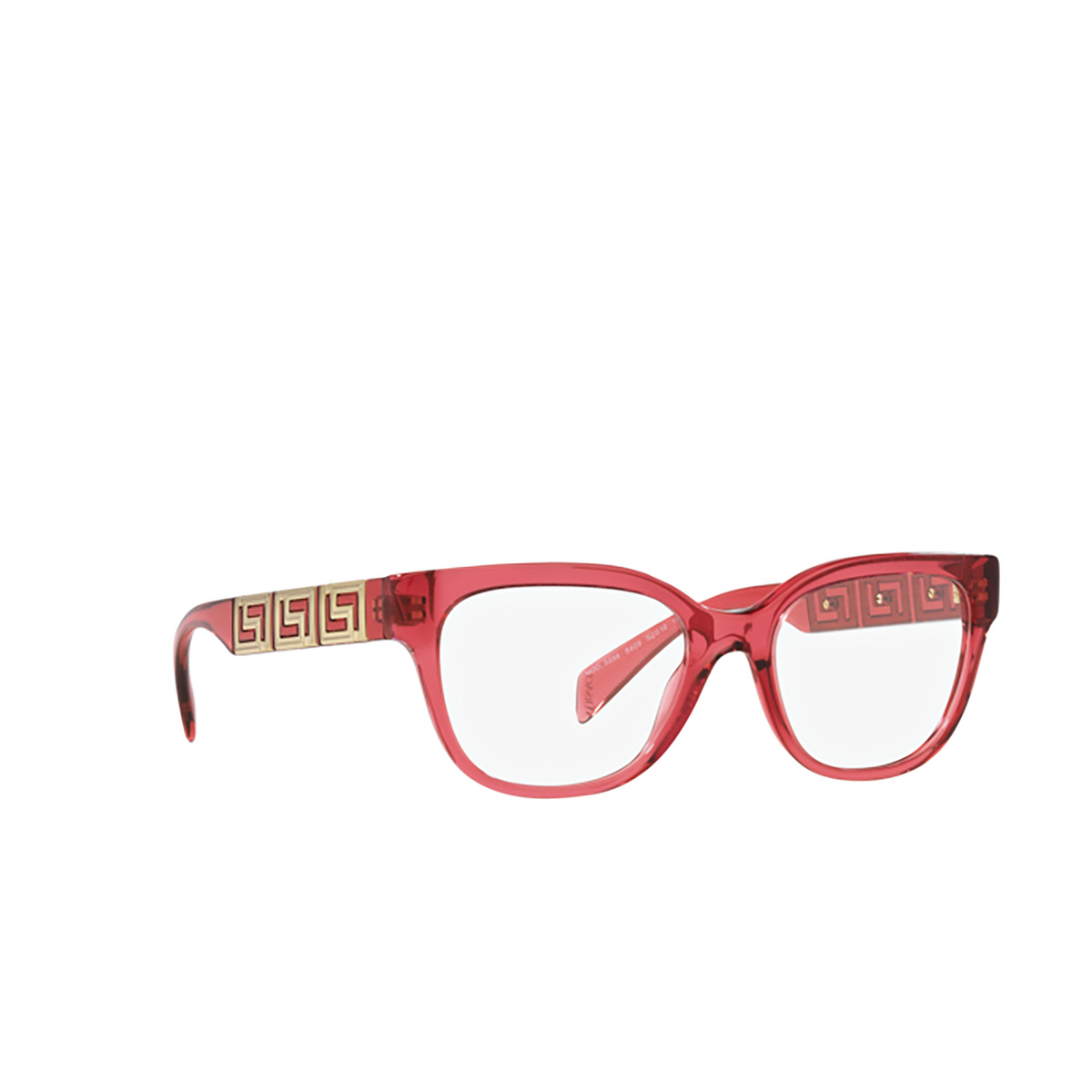 Versace VE3338 Eyeglasses 5409 Transparent Red - three-quarters view