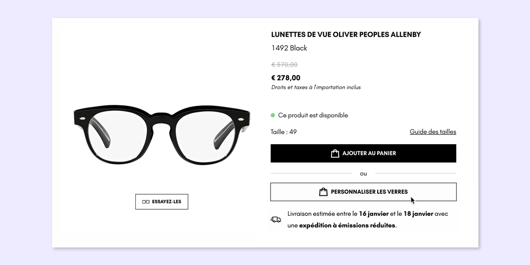 Choisissez le type de monture pour vos lunettes de vue en ligne