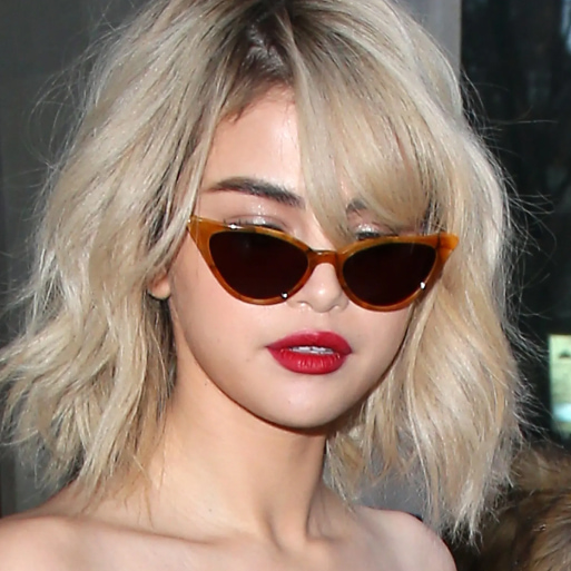 Cat-eye sunglasses on Selena Gomez