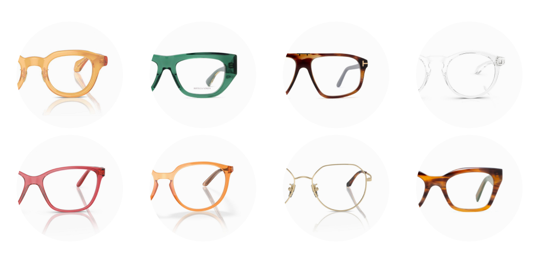 Lunettes de différentes couleurs et modèles adaptés aux tons chauds