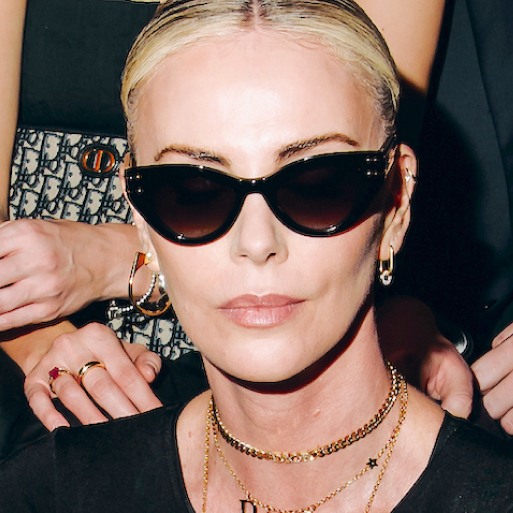 Cat-eye sunglasses on Charlize Theron