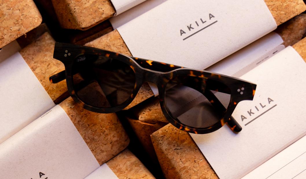 AKILA sunglasses on sustainable packaging