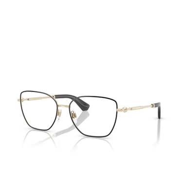 Burberry BE1390 Eyeglasses 1326 light gold with black rim - three-quarters view