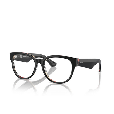 Burberry BE2410 Eyeglasses 4121 top black on vintage check - three-quarters view