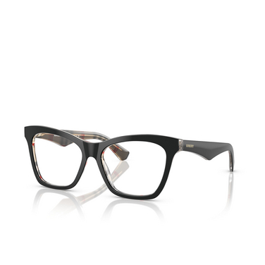 Burberry BE2416 Eyeglasses 4121 top black on vintage check - three-quarters view