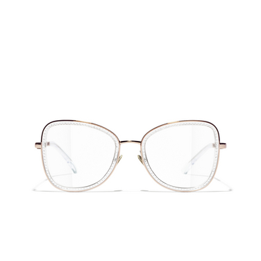 CHANEL square Eyeglasses C226 beige, pink & gold - front view