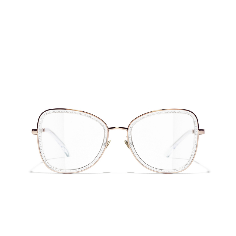 CHANEL square Eyeglasses C226 beige, pink & gold