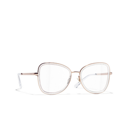 CHANEL square Eyeglasses C226 beige, pink & gold