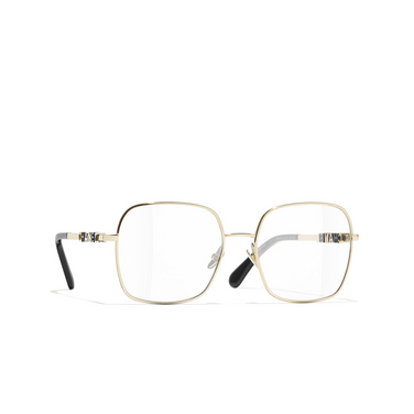 CHANEL square Eyeglasses C395 gold - three-quarters view