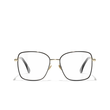 CHANEL square Eyeglasses C395 pale gold & black - front view