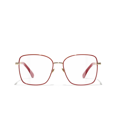 CHANEL square Eyeglasses C424 pale gold & dark red - front view