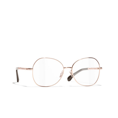 CHANEL butterfly Eyeglasses C226 beige rose gold - three-quarters view