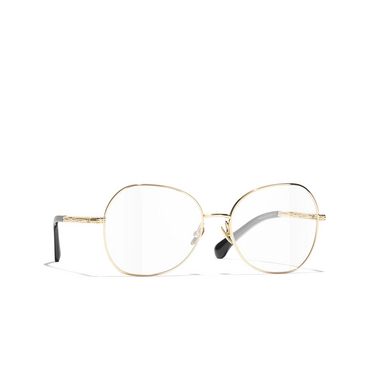 CHANEL butterfly Eyeglasses C437 pale gold - three-quarters view