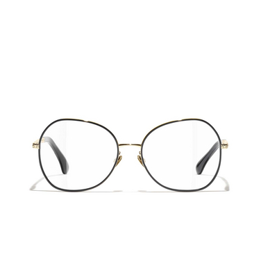 CHANEL butterfly Eyeglasses C395 pale gold & black - front view