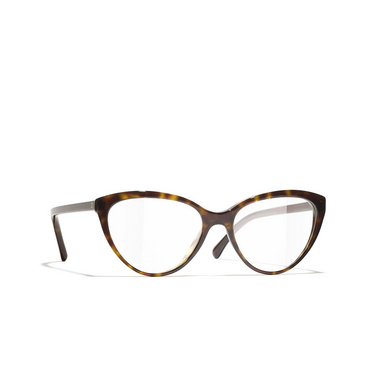 Gafas para graduar ojo de gato CHANEL C714 dark havana - Vista tres cuartos