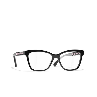 CHANEL square Eyeglasses 1663 black - three-quarters view