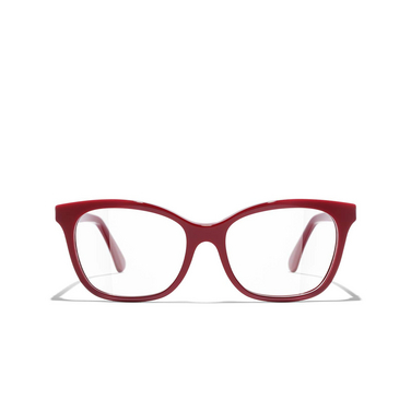 CHANEL rectangle Eyeglasses 1759 red - front view