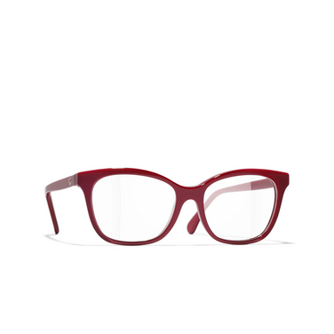 CHANEL rectangle Eyeglasses 1759 red - three-quarters view