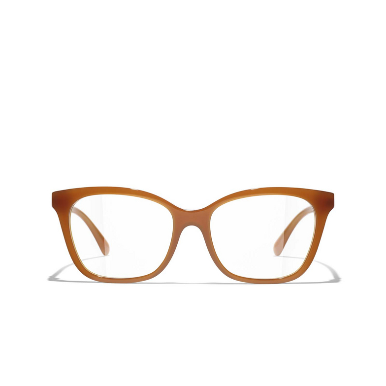 CHANEL rectangle Eyeglasses 1760 light brown