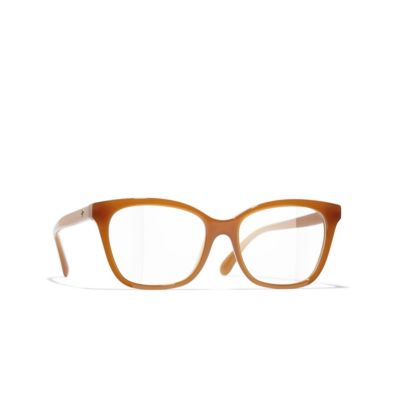 CHANEL rectangle Eyeglasses 1760 light brown