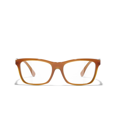 CHANEL rectangle Eyeglasses 1760 light brown - front view