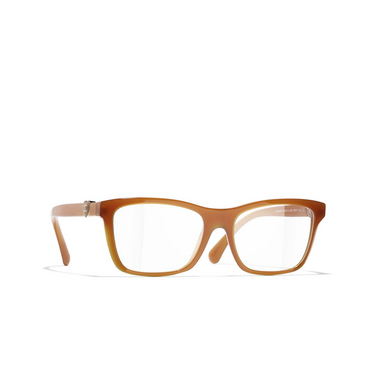 CHANEL rectangle Eyeglasses 1760 light brown - three-quarters view