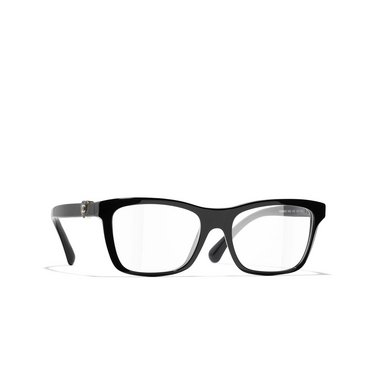 CHANEL rectangle Eyeglasses C622 black - three-quarters view