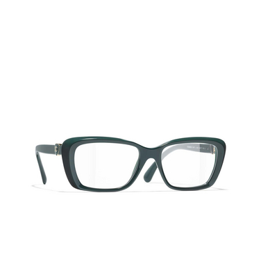 CHANEL rectangle Eyeglasses 1459 green - three-quarters view