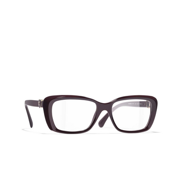 CHANEL rectangle Eyeglasses 1461 burgundy - three-quarters view