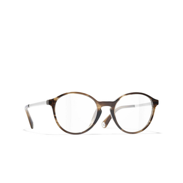 CHANEL pantos Eyeglasses 1752 brown & yellow - three-quarters view