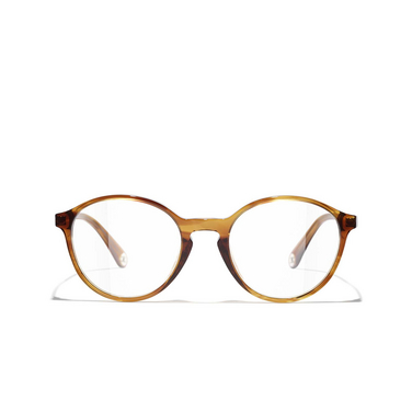 CHANEL pantos Eyeglasses 1753 striped brown - front view