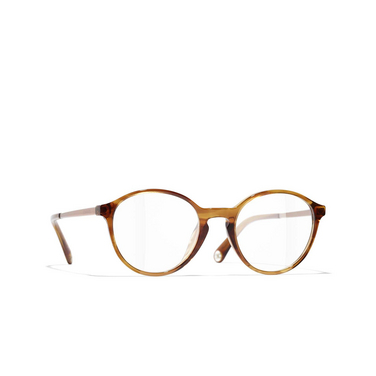 CHANEL pantos Eyeglasses 1753 striped brown - three-quarters view