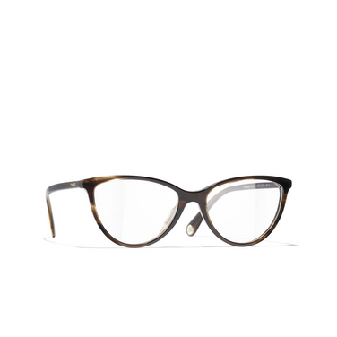 CHANEL cateye Eyeglasses 1752 brown & yellow - three-quarters view