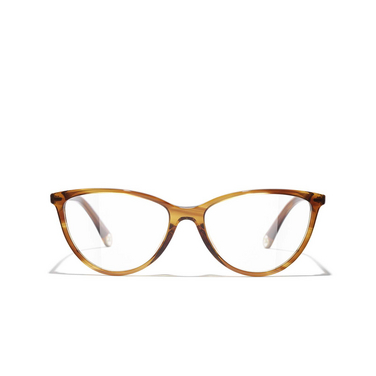 CHANEL cateye Eyeglasses 1753 striped brown - front view