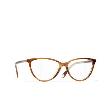 CHANEL cateye Eyeglasses 1753 striped brown - three-quarters view