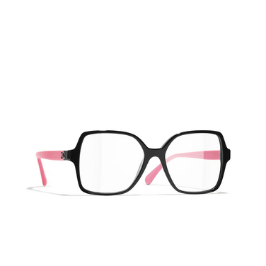 CHANEL square Eyeglasses C535 black - three-quarters view