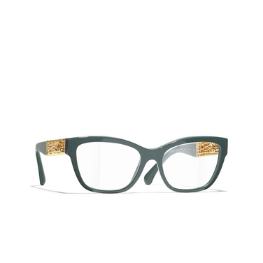 Gafas para graduar ojo de gato CHANEL 1793 teal green - Vista tres cuartos