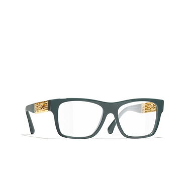 CHANEL square Eyeglasses 1793 teal green - three-quarters view